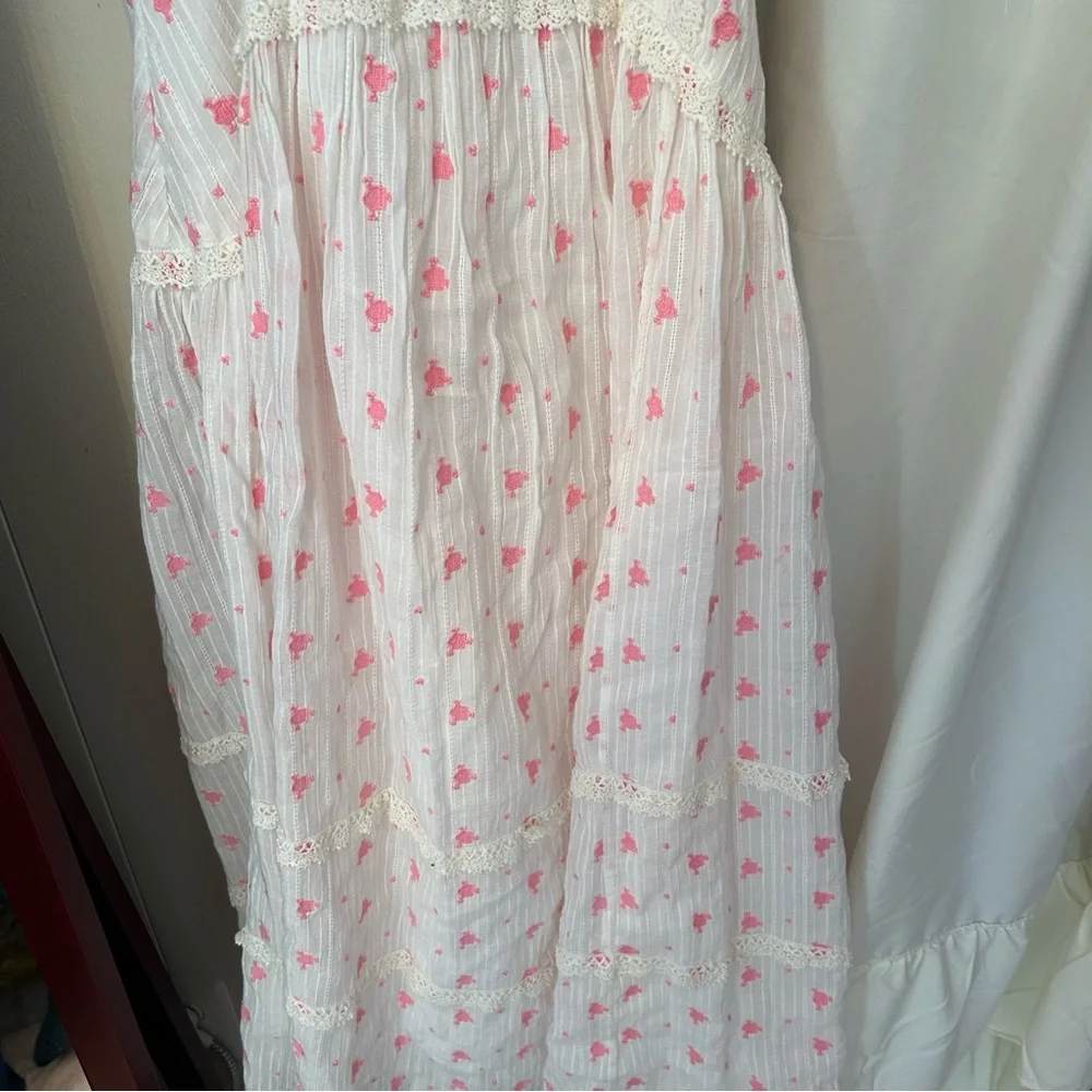 NWT Loveshackfancy Pink White Maxi Dress Jeanette Ryan size 2 BNWT - Picture 6 of 8